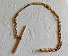 VINTAGE A*D A STAR D / AM DOUBLE POCKET WATCH CHAIN UNUSUAL LINKS - NICE ! - 10"