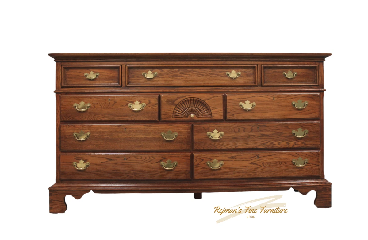 Lexington Fan Carved Oak 10 Drawer Lowboy Dresser 606 234 eBay