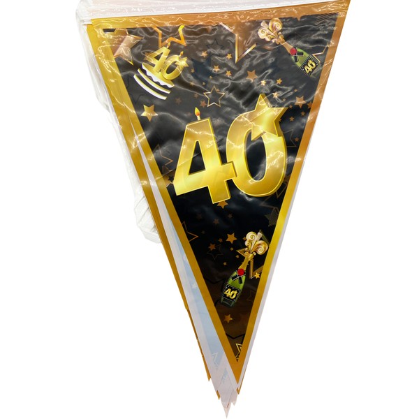 Wimpel Girlande 40 Schwarz Gold Geburtstag Party Geburtstagsparty Deko Feiern-image