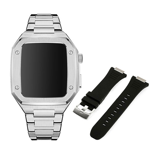 Royal Oak Mod Steel Strap +Case for Apple Watch Band 44/45mm (Free Rubber strap) - Zdjęcie 13 z 18