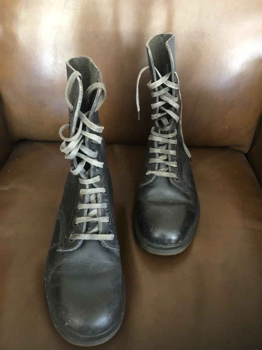 VINTAGE DR MARTEN BOOTS RARE SLATE GREY DOUBLE FIVE TEN EYELETS SZ 4 UK 1980s
