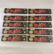 10 Packs Raw Classic Black King Size Slim Natural Unrefined Rolling Papers