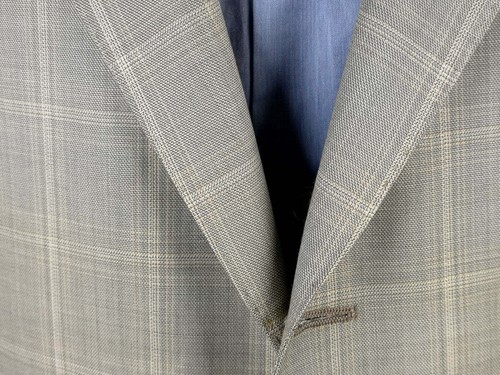 Luigi Bianchi Suit 42R Light Taupe Grey Windowpane Plaid 3-button 110's Wool - Picture 3 of 8