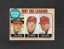 1968 OPC ERA Leaders #7 ~~ Phil Niekro & Jim Bunning ~~ Scarce O-Pee-Chee!