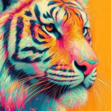Digital Image Picture Photo Wallpaper Background AI Art Pastel Color Tiger 3