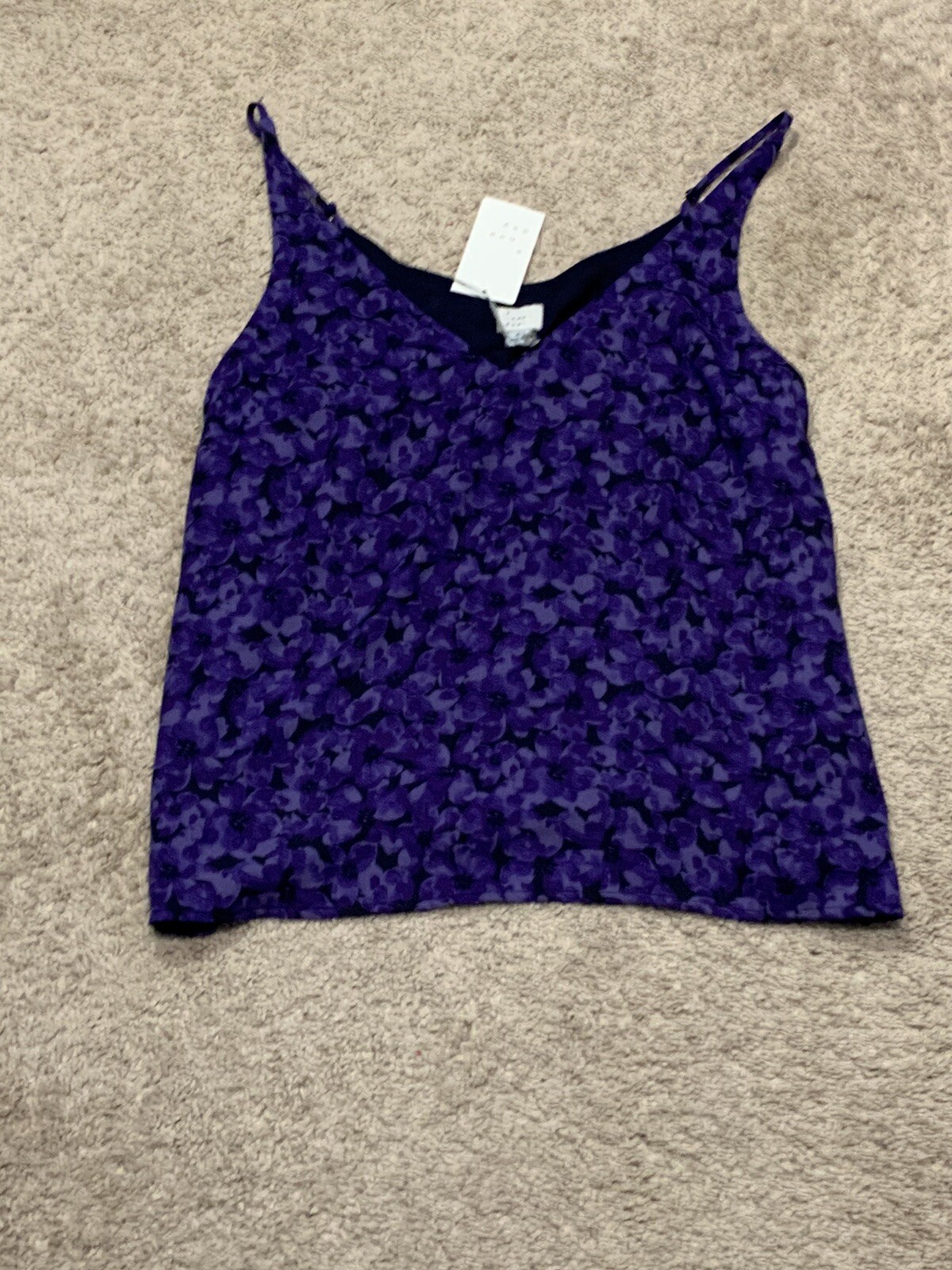 A New Day Womens Shirt Size Medium NEW Purple Floral Sleeveless Flowy Lined
