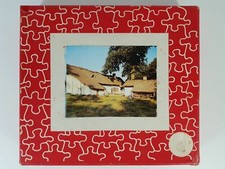 Puzzle bois timbre TINTIN géographie maison jouet ancien vintage années 50 RARE