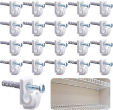 25 Pcs White Down Wall Clips - Wire Shelf Brackets Clips - Closet Maid Support..