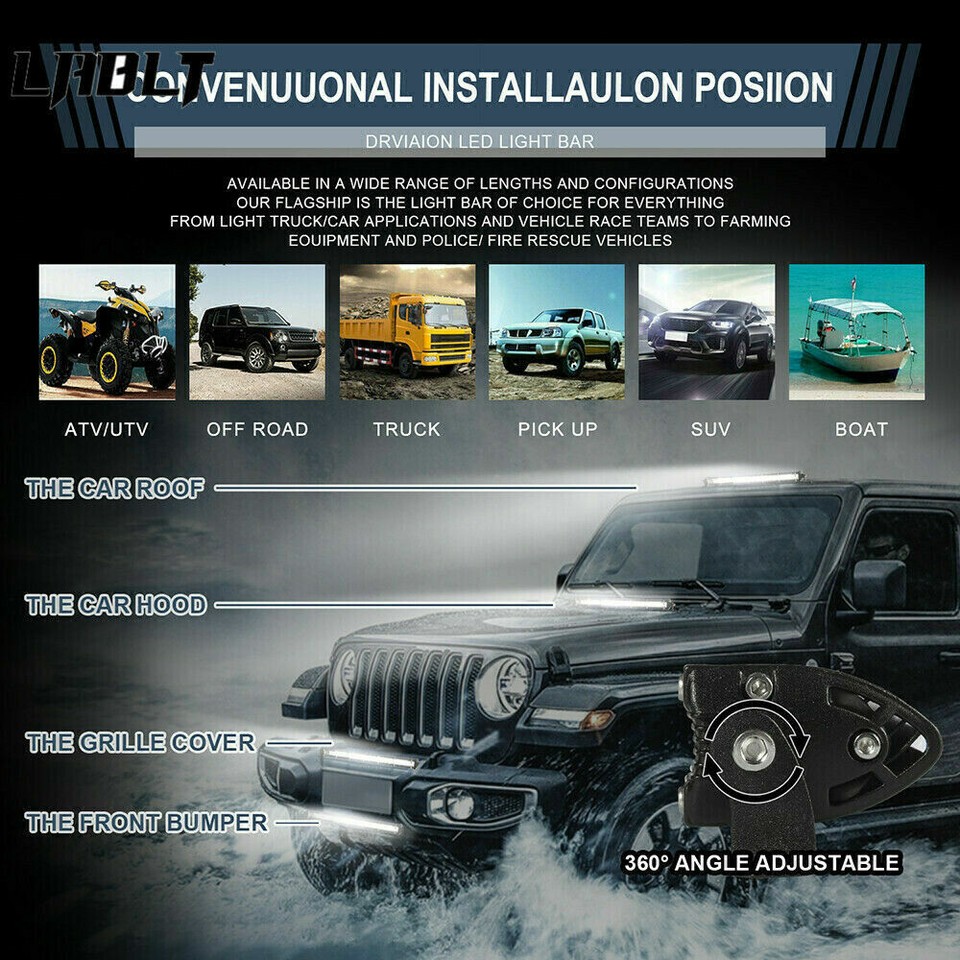 12inch LED Light Bar Spot Flood Combo For Truck SUV ATV Jeep Offroad Driving - Foto 3