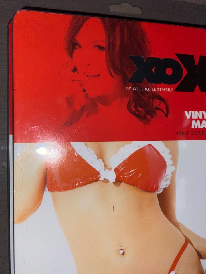 Sexy Rojo Francés Conjunto Vinilo Encaje PVC Talla Única Sujetador y Delantal Caliente Ann Summers Foto 4 de 4