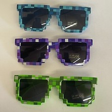3x Minecraft Sunglasses Pixel Frame UV 400 Protection Big Kids Teens Adult