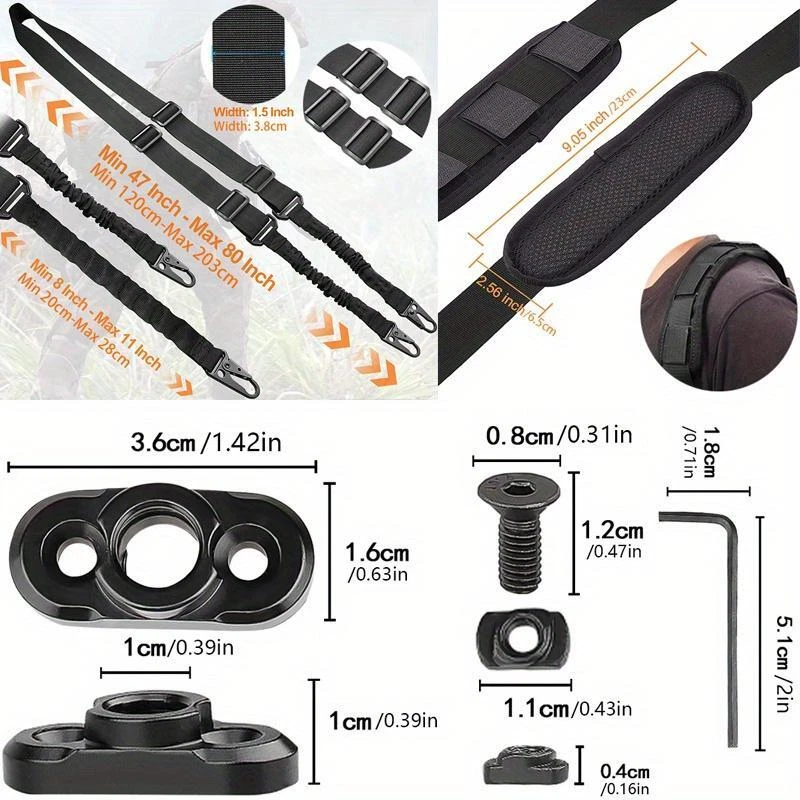 Eslinga táctica para rifle QD de 2 puntos con pivotes y almohadilla M-LOK Foto 2 de 4