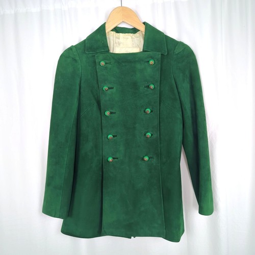 Vintage Green Shorts Coat Suede Set X Small Mitzou - Picture 2 of 17