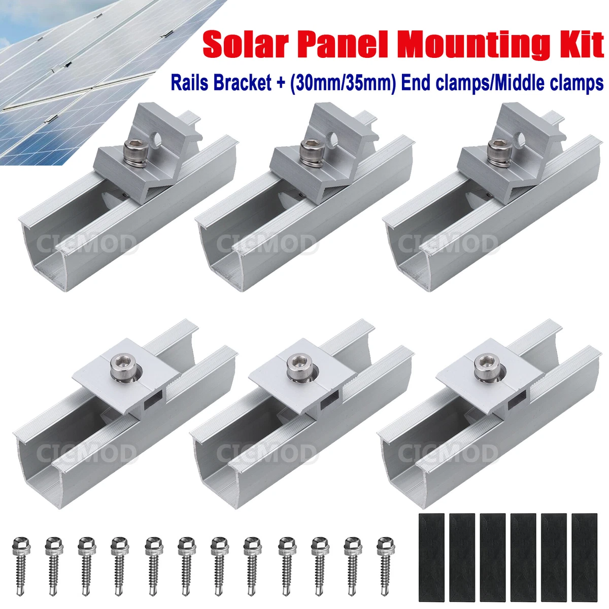 Aluminum Solar Panel Roof Mounting Rails Bracket Kit for 1-4 Pcs Solar Panels AU