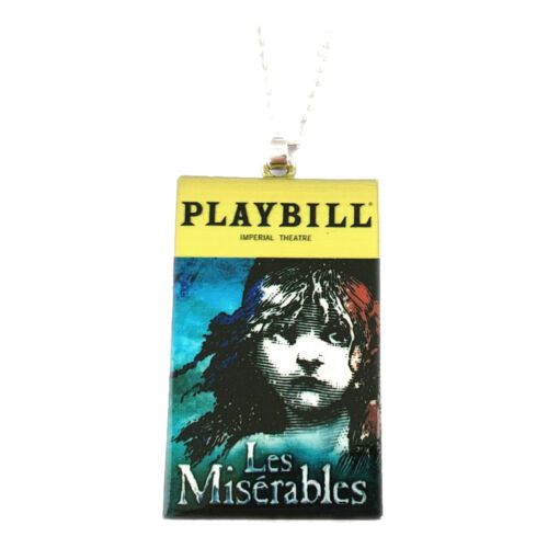 Les Miserables Broadway Musical Playbill Silvertone Charm Pendant Necklace - Picture 1 of 3