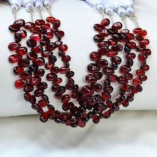 Mozambique Garnet Gem Multiple Size Smooth Pear Shape Beads 6" Strand