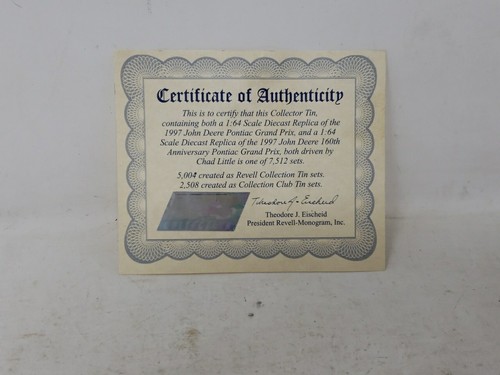 VTG NEW 1997 REVELL 1:64 NASCAR CHAD LITTLE DIECAST SET JOHN DEERE REPLICA TIN - Picture 16 of 16