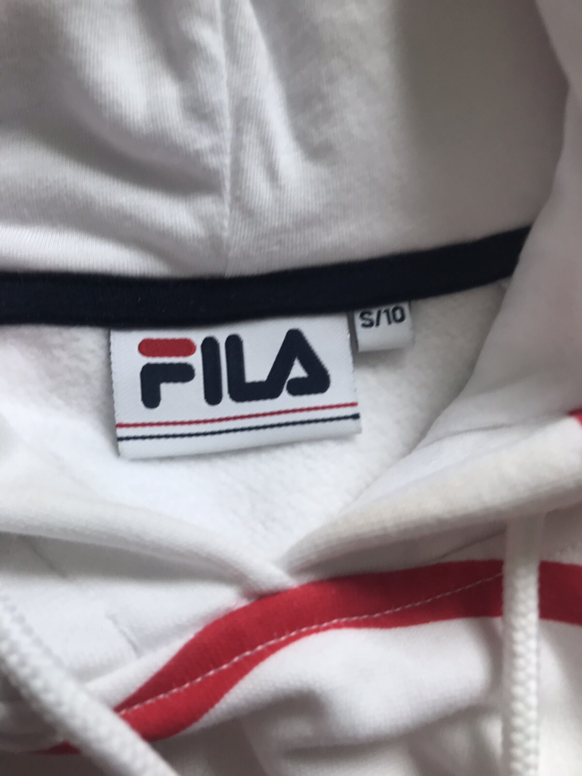 Felpa con cappuccio Fila a righe bianche e rosse