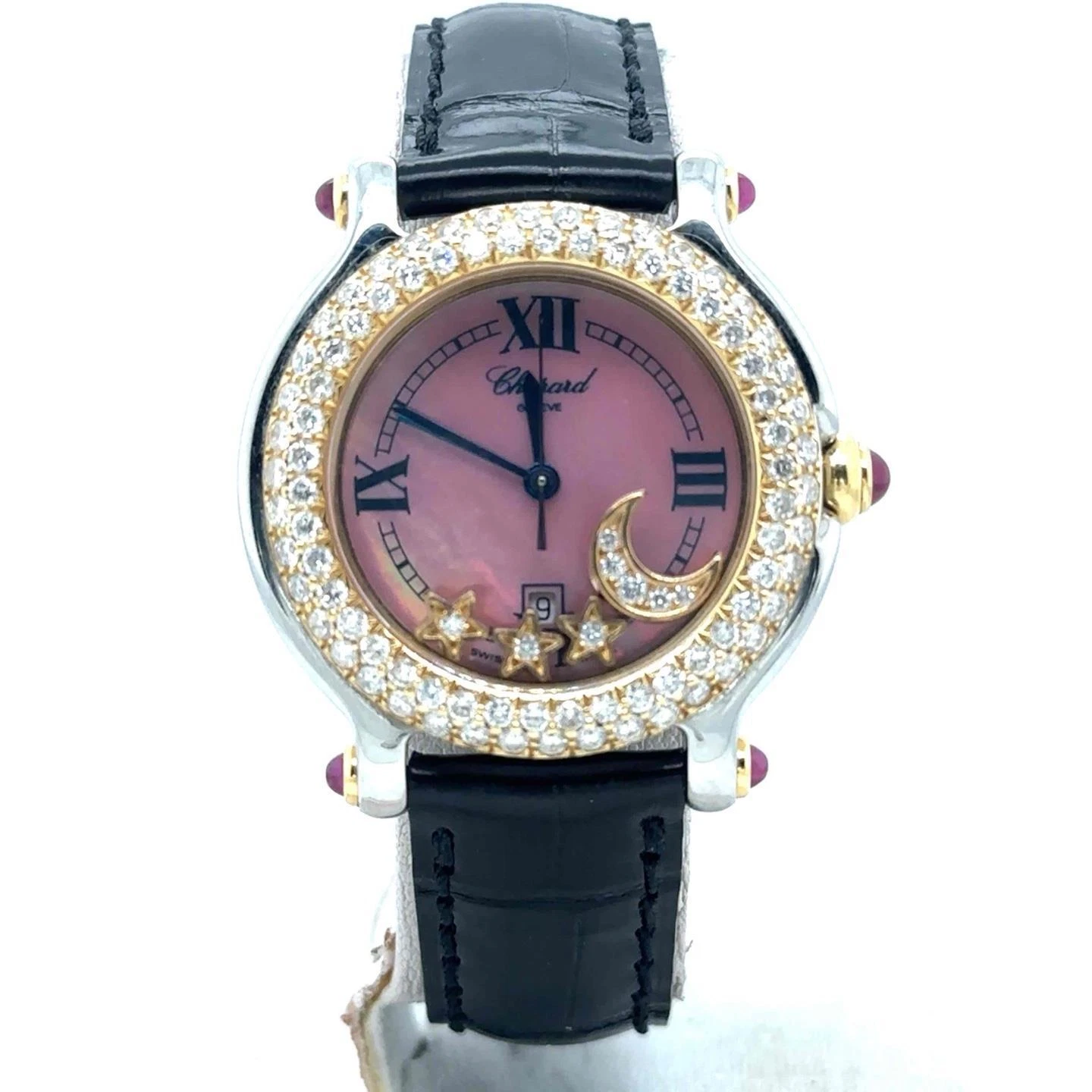 Chopard — Chopard Happy Sport Moon/Stars Quartz 32mm Pink MOP Custom Diamond Bezel 278239