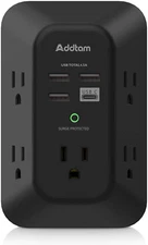 USB Wall Charger Surge Protector -  5 Outlet Extender with 4 USB Charging Ports