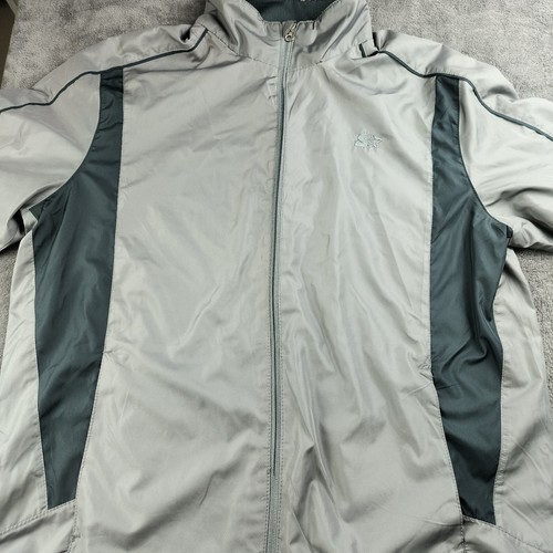 Vintage Starter Jacket Wind Breaker Adult Medium Gray Black Stripe Full Zip 90s - Picture 5 of 18