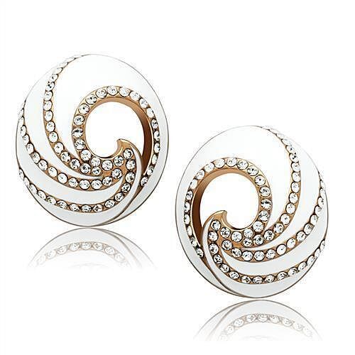 Stud Earrings Rose-Gold-Plated Brass Earrings with Top Grade Simulated Crystal i-image