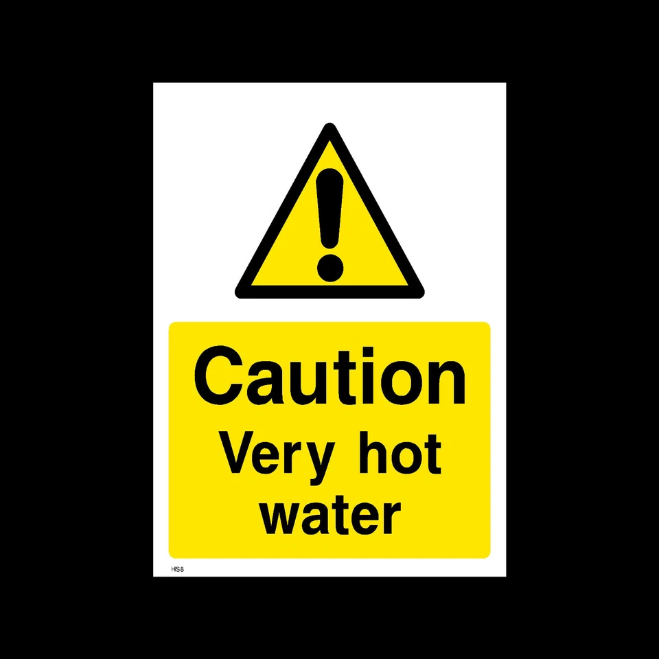 SAFETYSIGNS&STICKERS Very Hot Water - Caution Sign, Sticker - All Sizes & Materials - Food - (HS8)