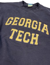 Champion Georgia Tech Sweatshirt Men's XL Navy Blue Embroidered Spellout