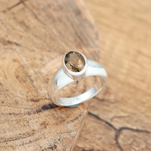 Natural Smoky Quartz Solid 925 Sterling Silver Men & Women Oval Ring video thumbnail