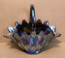 L.E. Smith Ruby Red Iridescent Carnival Glass...
