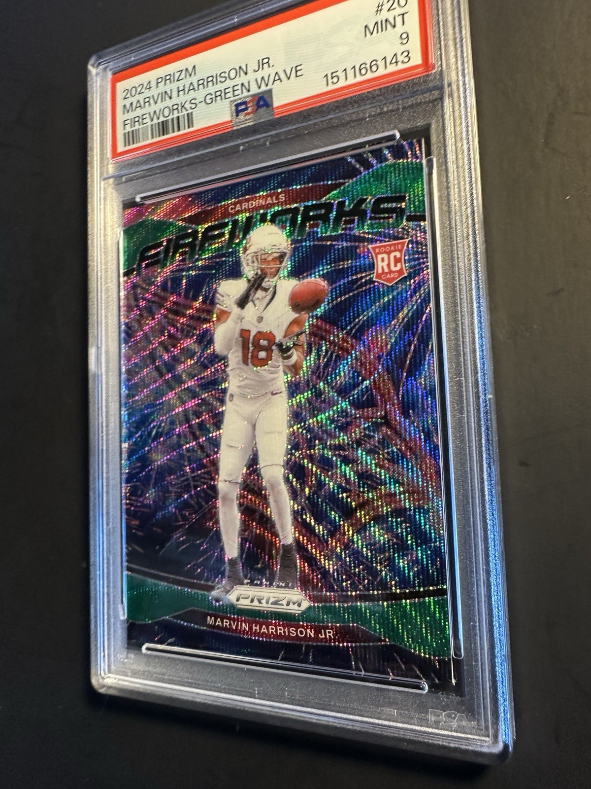 2024 PANINI PRIZM FIREWORKS GREEN WAVE #20 MARVIN HARRISON JR PSA 9 view 10