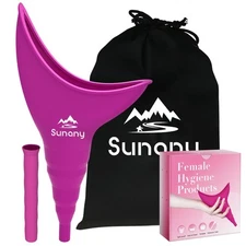 Reusable Female Urinal Silicone Pee Funnel for Standing Up, Indoor Use, Fuchsia