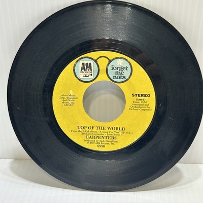Carpenters   Top of the World 7'' Single 1972 A&M Pop Stereo 45 RPM