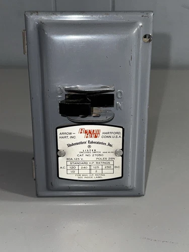 Arrow Hart Switch 27050 Machine Motor 30A 1HP @ 125 VAC Lathe Drill Press