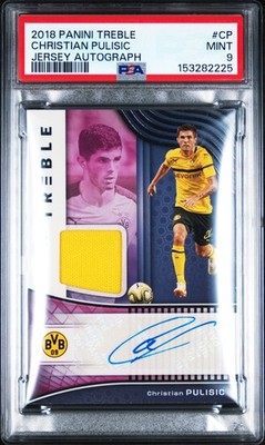 2018 PANINI TREBLE JERSEY AUTOS JERSEY AUTO CHRISTIAN PULISIC 18/25 PSA 9 AUTO