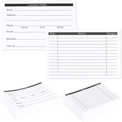 Client Profile Cards for Businesses and Stores (6 X 4 Inches, White, 100 Pack)