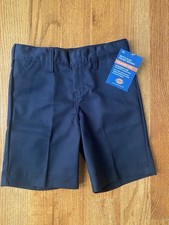 Dickies Boy's Navy Flat Front Classic Fit Shorts Size 7- NEW ADJUSTABLE WAIST
