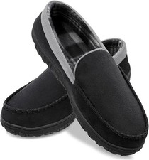 Mens Slippers Microsuede Moccasin Memory Foam House Shoes