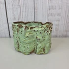 Vintage Frankoma Pottery Cork Bark Planter Prairie Green USA