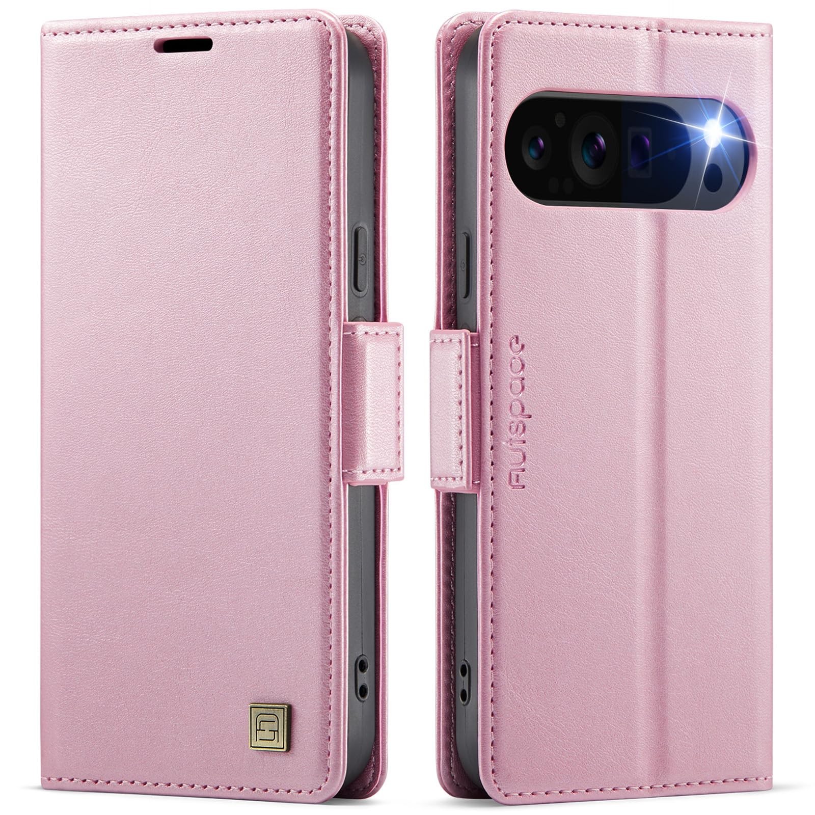 Étui portefeuille Google Pixel 9 Pro housse cuir marron idéale pour les déplacements