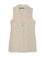 VINTAGE Womens Sleeveless Beach Shirt Dress UK 10 Small White KQ06