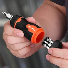 ValueMax 8-in-1 Multibit Stubby Ratcheting Screwdriver Phillips Slotted Torx Bit