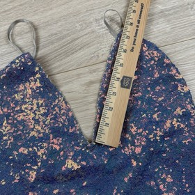 For Love And Lemons Skivvies Opal Low Plunge High Cut Sequin Bodysuit Size L  