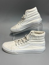 Vans SK8-Hi White Canvas High Top Shoes Lace Up Skate Sneakers Mens 6.5 Womens 8