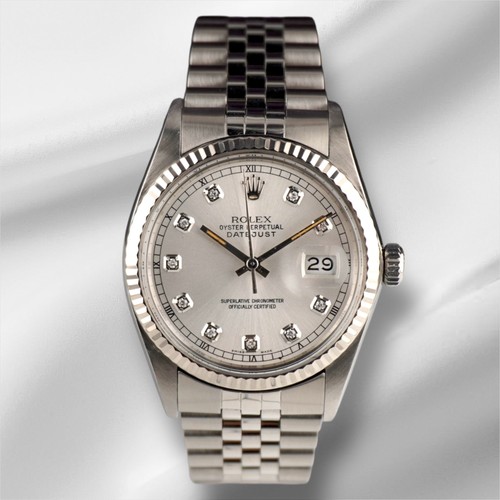 Rolex 36mm Datejust Steel Fluted SIlver Dial Watch 16014
