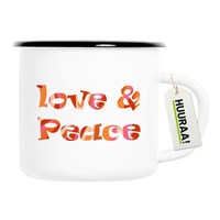 Emaille Tasse Love & Peace 70S Geschenkidee Love & Peace 70S Geschenk PräSent M