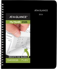AT-A-GLANCE 2026 Planner, Monthly, 7" x 8-3/4", Medium, x Black 