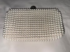 Vintage 1950 Grandee Beaded Purse Clutch Ivory Bubble Beaded Handbag Made In USA