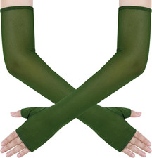 Women'S Long Fingerless Opera Party Sheer Gloves Elbow Length Tulle Mesh Gloves