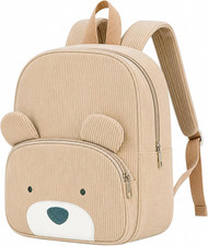 Teddy Bear Backpack Corduroy Toddler Backpack for Boys Girls 2-4, Cute 3D Bear P
